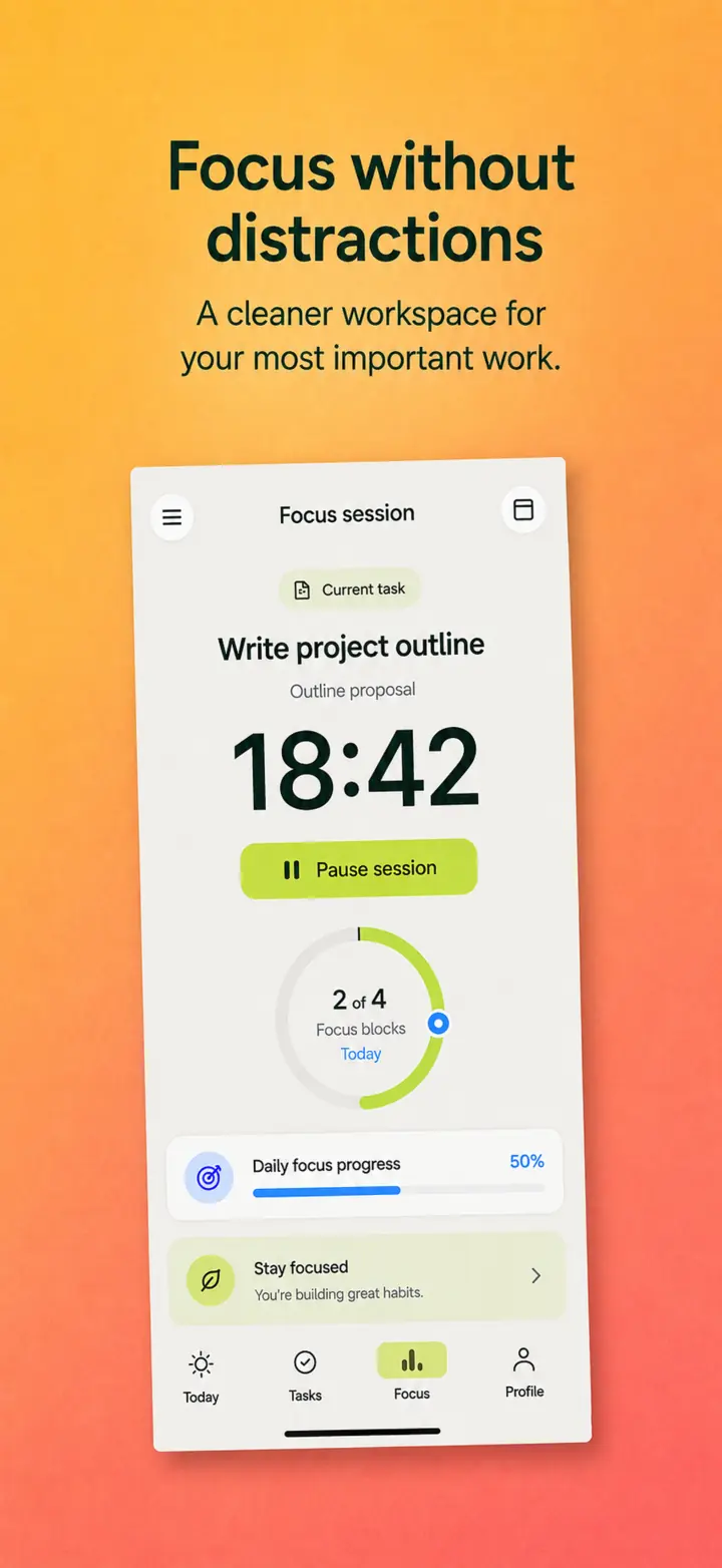 Tempo productivity app screenshot: Focus without distractions
